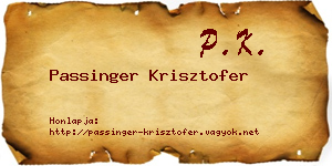Passinger Krisztofer névjegykártya